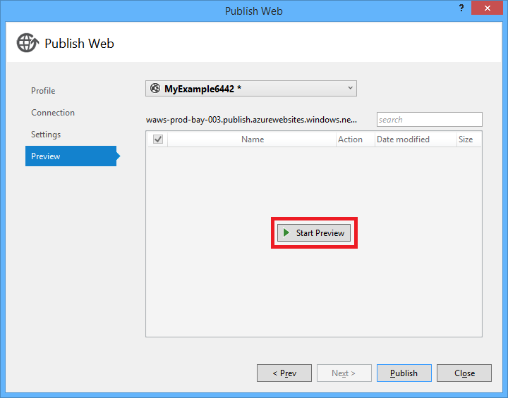 StartPreview button in the Preview tab